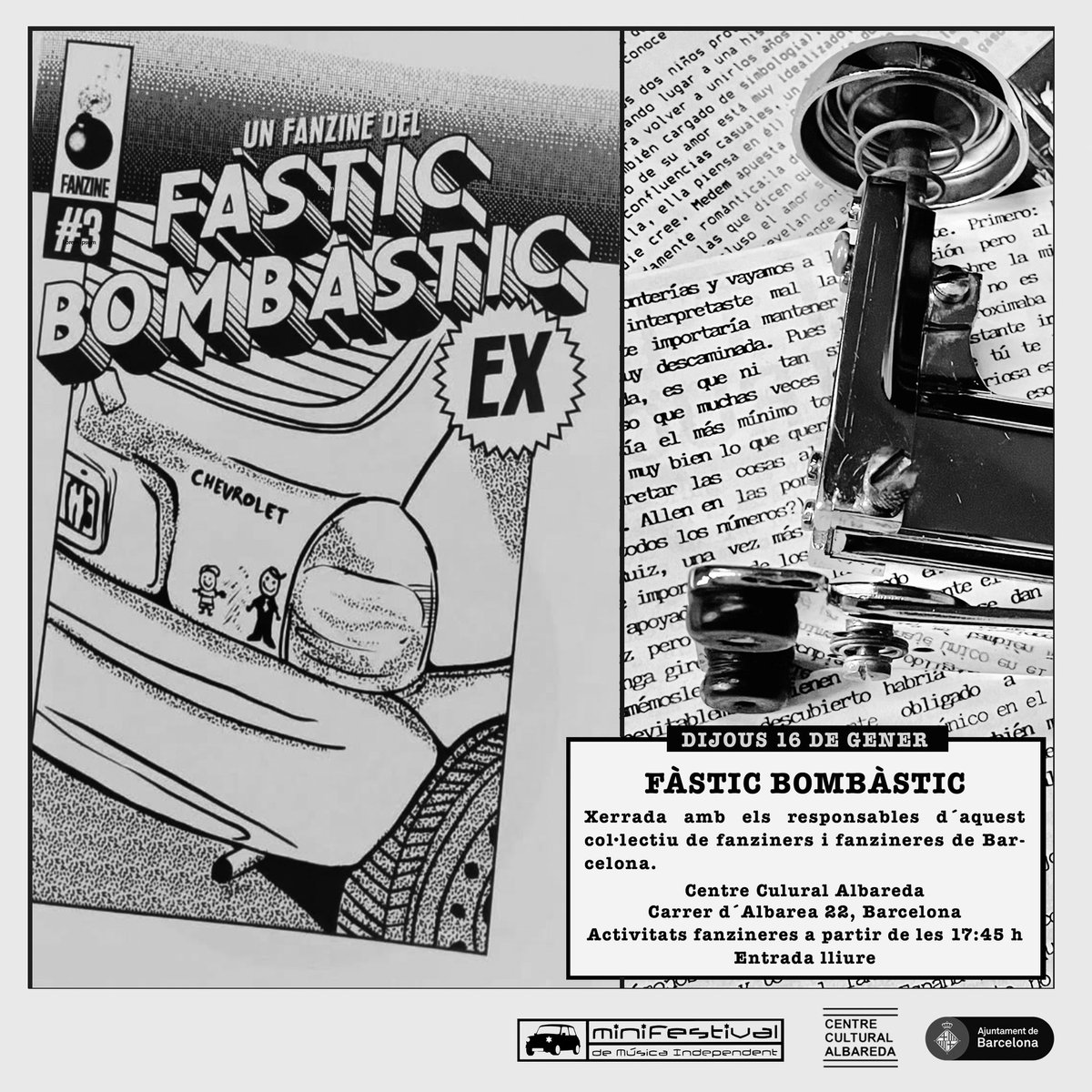 MinifestivalPop's tweet image. Més activitats fanzineres per demà 16 de gener al @ccalbareda 
A partir de les 17:45 / entrada lliure