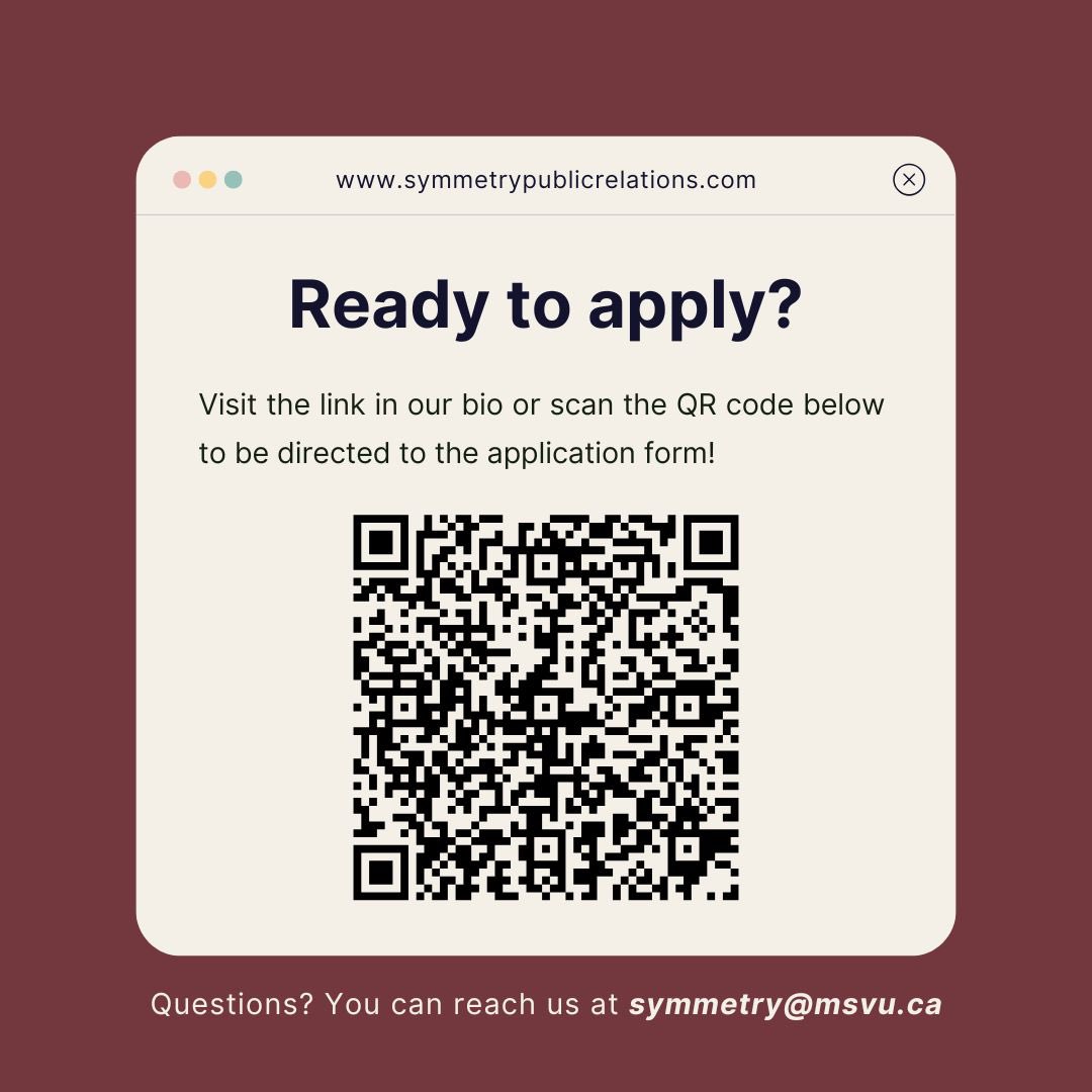 MSVUSymmetry's tweet photo. Now that we are up and running, we are recruiting! We would love for you to join our creative team, check out the link in our bio or scan the QR code! https://t.co/fd1OE58PPv
