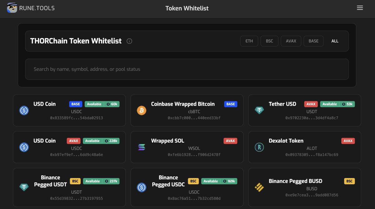 RuneDotTools's tweet photo. Token Whitelist has been updated and now supports Base✅ https://t.co/H1btFsRQim