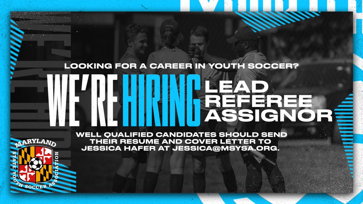 🚨 We're Hiring! 🚨

Are you passionate about youth soccer and looking to take the next step in your career? Maryland State Youth Soccer Association is seeking an Lead Referee Assignor to join our team! ⚽️

As the Lead Referee Assignor, you’ll play a critical role in ensuring the