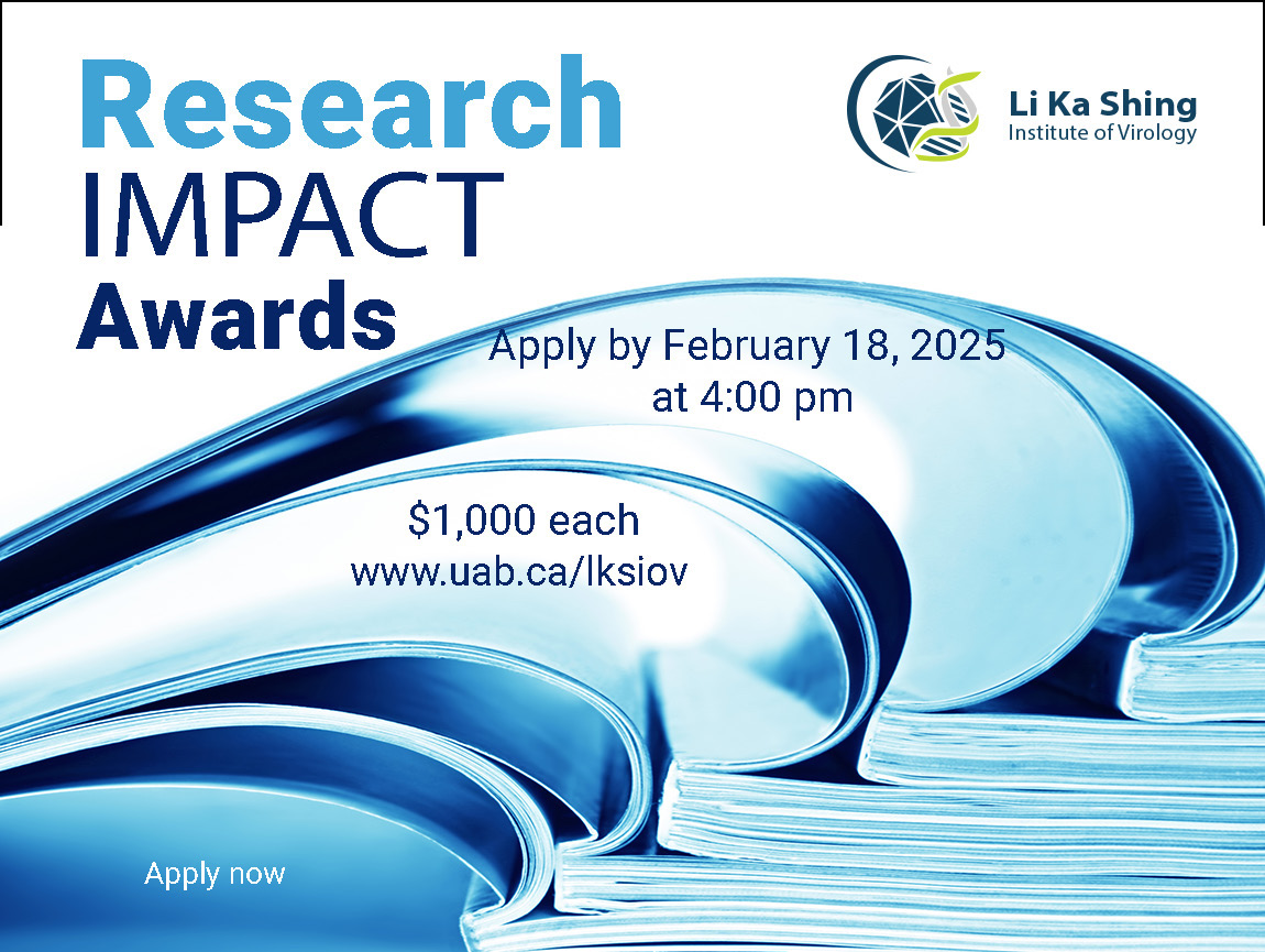 LKSIoV Trainee Members: did you publish in 2024? Apply by February 18 for an LKSIoV Research Impact Award (value $1,000).
ualberta.ca/en/li-ka-shing…