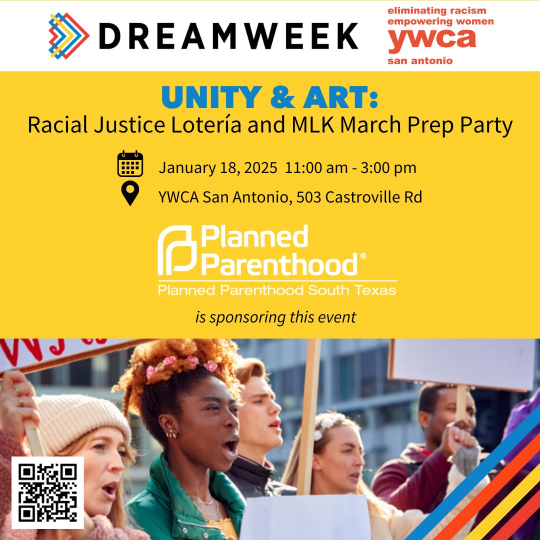 ywcasatx's tweet image. ✨ Join us this Saturday for an exciting @DreamWeekSA event! ✨This is your chance to participate in rounds of Racial Justice Lotería and you will have a chance to create posters for the 2025 Martin Luther King Jr. March! #MLKmarch #SATX

Register here: givebutter.com/Qju3LX