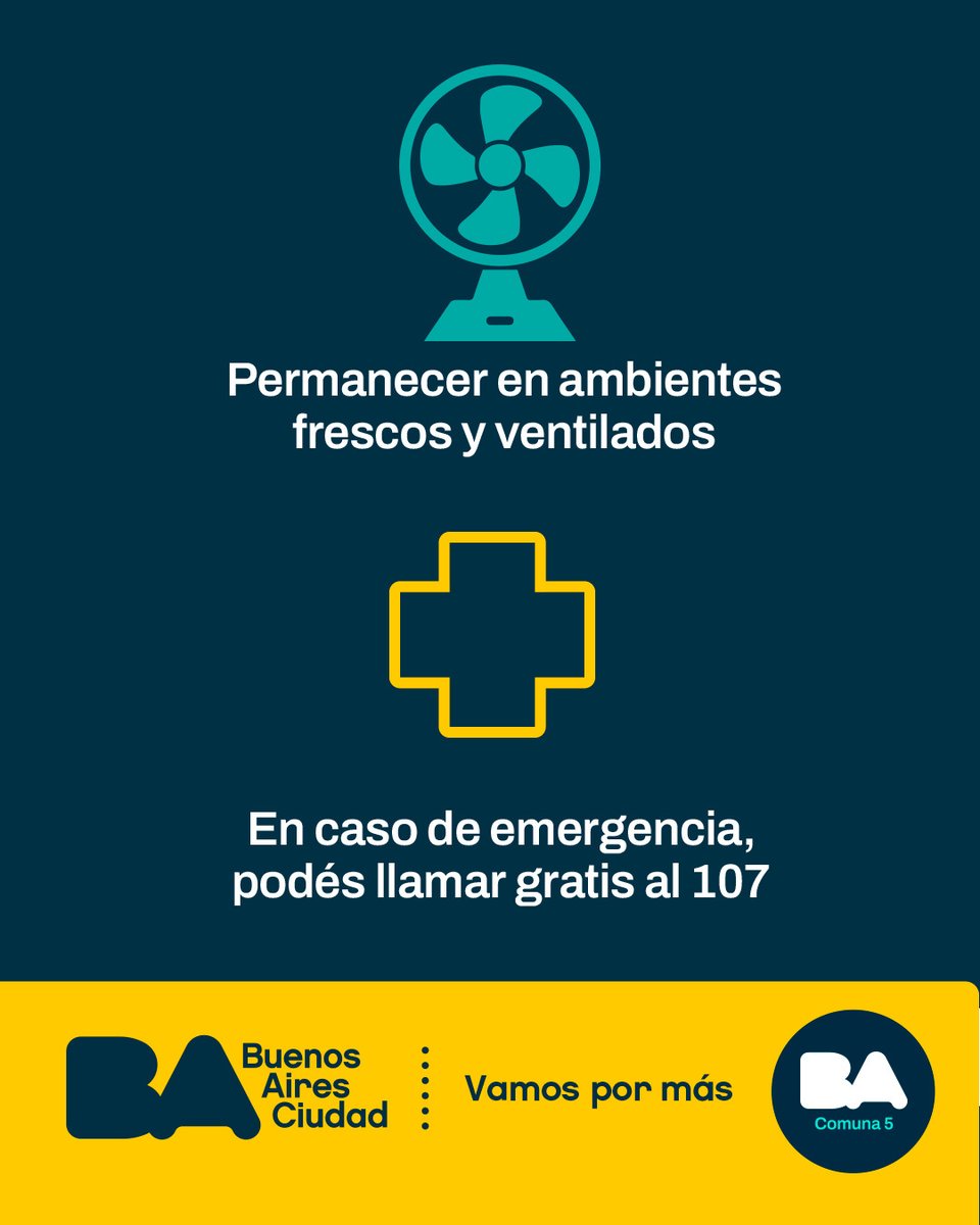 🌡️ Frente a las altas temperaturas, te compartimos algunos consejos a tener en cuenta en estos días de calor ☀️

Ante cualquier emergencia comunicate al 107 (SAME)

#CABA #Comuna5 #Almagro #Boedo