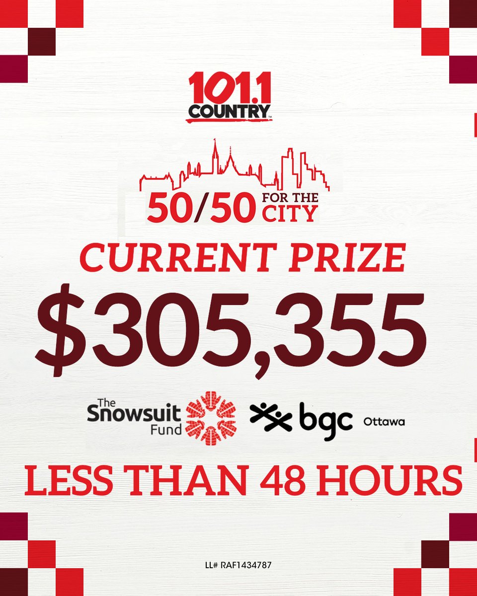 🚨 OVER $304,000 CURRENT PRIZE 🚨

Less than 48 hrs to get your tickets for the 50/50 For The City!

Grab your tickets before 8:30AM THIS FRIDAY for your chance to WIN BIG!

TAG a friend to let them know they need to get their tickets! 🤠

TICKETS: bit.ly/5050forCity