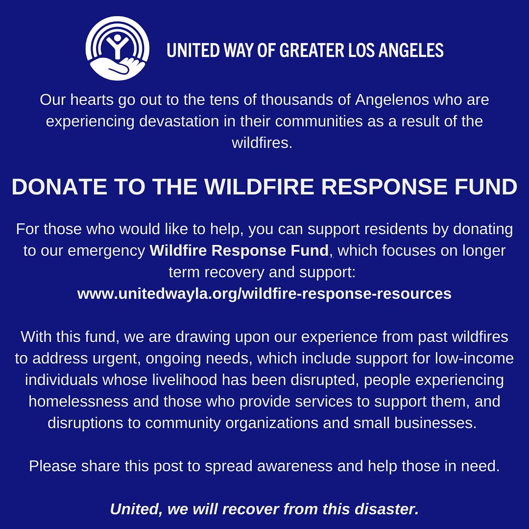 We are heartbroken by the tragedy in #LosAngeles. As a partner of the #UnitedWay network, we recognize the power of unity in times of crisis. Please consider supporting <a href="/LAUnitedWay/">United Way of L.A.</a> as they work tirelessly to assist their community.

Click to donate: unitedwayla.org/wildfire-respo…