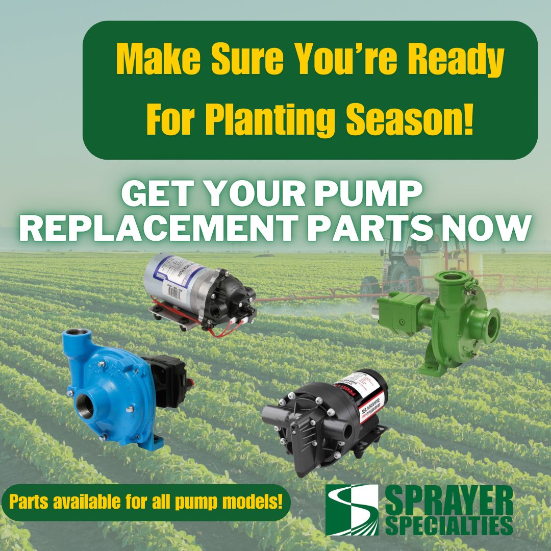 Planting season is almost here, don’t let equipment breakdowns slow you down! Replace worn parts NOW and ensure your sprayer is ready to hit the fields when you are. Call 800-351-1587 or order online at agsprayerparts.com and receive same-day shipping