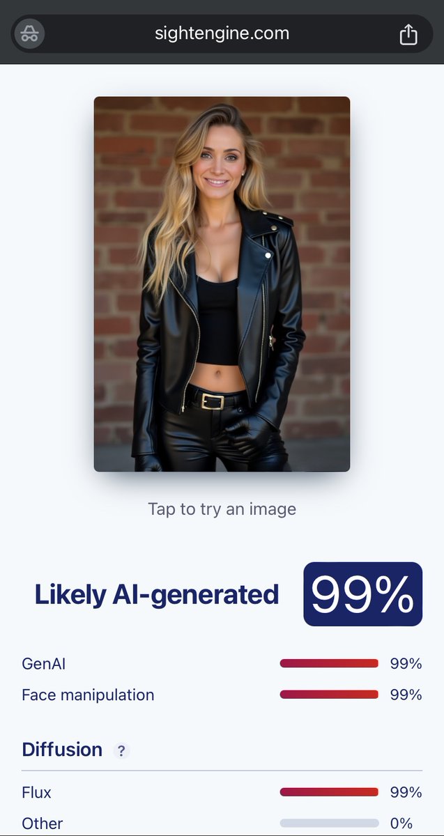 A fake leather outfit for a fake woman.. Please don’t spend money on AI influencers like <a href="/Monica1990Sweet/">SweetMonica</a> #monica1990sweet