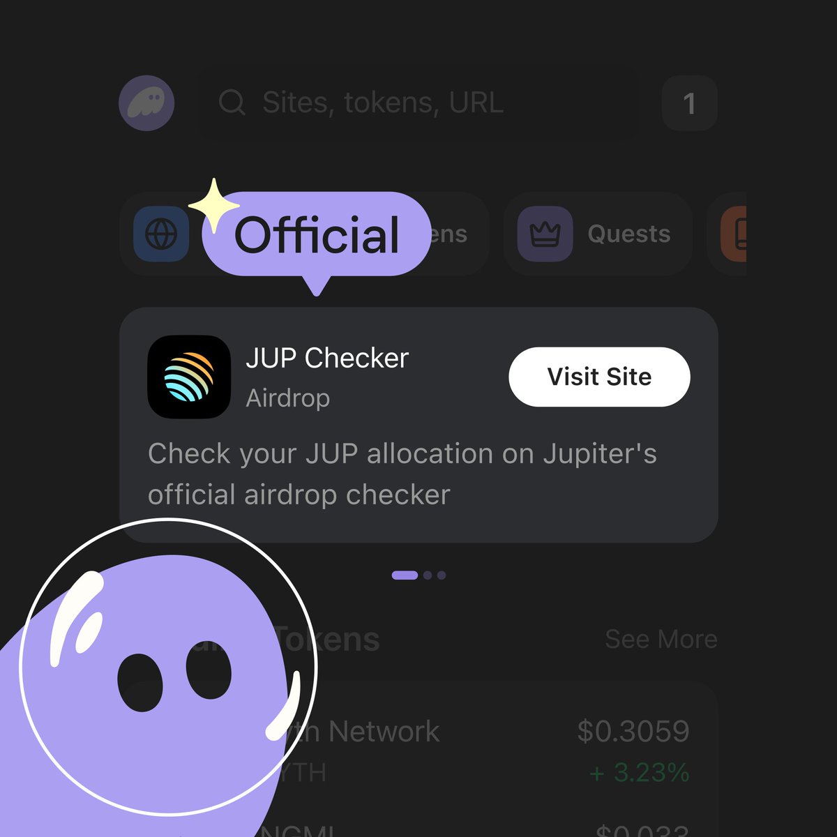 Phantom (@phantom) on Twitter photo The JUP checker is live 🪐
Check your allocation from the official <a href="/JupiterExchange/">Jupiter (🐱, 🐐)</a> checker in Phantom Explore 👻 The JUP checker is live 🪐
Check your allocation from the official <a href="/JupiterExchange/">Jupiter (🐱, 🐐)</a> checker in Phantom Explore 👻