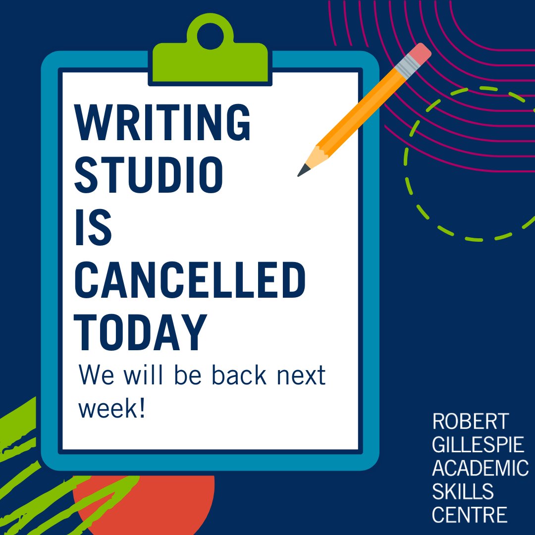 Hey #uoftmississauga, writing studio drop-ins are cancelled today, Friday January 17th. But don't worry, we will be back on Monday January 20th, 12-1 pm in MN3251!