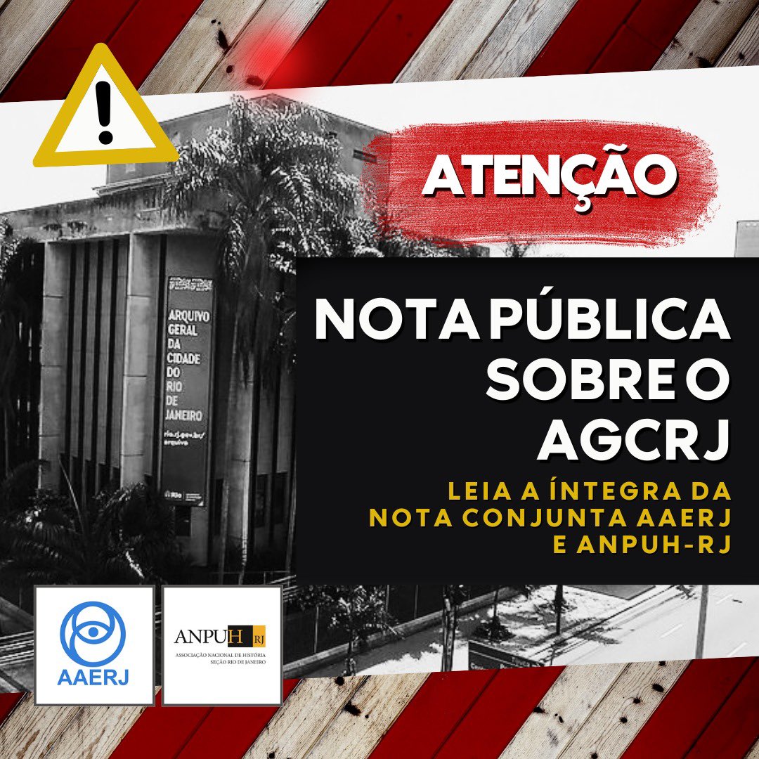 A Anpuh-Rio e a <a href="/aaerj/">AAERJ</a> vem mais uma vez apontar a difícil situação em que se encontram as instituições arquivísticas na cidade do Rio de Janeiro, seja a nível federal, estadual e agora, no município (aaerj.org.br/2025/01/15/not…) <a href="/PrefeituraRio/">Prefeitura Rio</a> <a href="/eduardopaes/">Eduardo Paes</a> <a href="/lucaswpadilha/">Lucas Padilha</a> <a href="/AGCRJ/">AGCRJ</a>