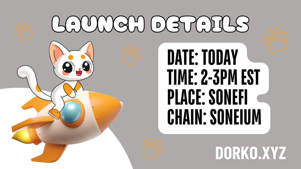 DorkoSoneium's tweet photo. 📣 Get ready, Dorko fam! Our official launch is happening today on the @SoneFi_xyz Launchpad between 2-3 PM EST!

🔗 We will share the contract address (CA) and a direct link to the SoneFi Launchpad across all our official socials when the launch goes live.

How to Prepare:
1️⃣ You will need ETH on @soneium to participate!
2️⃣ Add the Soneium RPC to your decentralized wallet here 👉 https://t.co/rpKdQUmz6y
3️⃣ Bridge your ETH to the Soneium blockchain
here 👉 https://t.co/DVJFUeHRMA

Important Notes:
⚠️ DO NOT buy anything until we make the official announcement. Any link or contract address shared before our official update is a SCAM
 
Join the tg: https://t.co/PMBQHm5L0s

#GMwithSoneium #SoneFi #Memecoin #100x