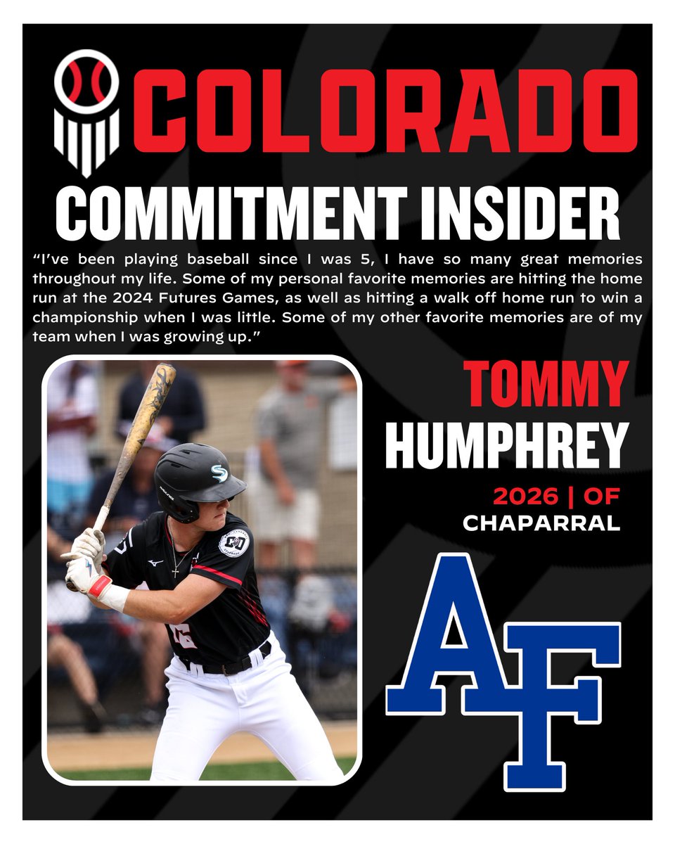 Prep Baseball Colorado (@prepbaseball_co) on Twitter photo 𝑪𝒐𝒎𝒎𝒊𝒕𝒎𝒆𝒏𝒕 𝑸&𝑨 𝒘𝒊𝒕𝒉 𝑻𝒐𝒎𝒎𝒚 𝑯𝒖𝒎𝒑𝒉𝒓𝒆𝒚 🎙️
Future Games alumni '26 OF Tommy Humphrey (<a href="/TommyHumphrey27/">Tommy Humphrey</a>) took some time to answer questions about the recruiting process and his recent commitment to Air Force 🇺🇸
Full Story 👉 : loom.ly/Dvj-t48 𝑪𝒐𝒎𝒎𝒊𝒕𝒎𝒆𝒏𝒕 𝑸&𝑨 𝒘𝒊𝒕𝒉 𝑻𝒐𝒎𝒎𝒚 𝑯𝒖𝒎𝒑𝒉𝒓𝒆𝒚 🎙️
Future Games alumni '26 OF Tommy Humphrey (<a href="/TommyHumphrey27/">Tommy Humphrey</a>) took some time to answer questions about the recruiting process and his recent commitment to Air Force 🇺🇸
Full Story 👉 : loom.ly/Dvj-t48