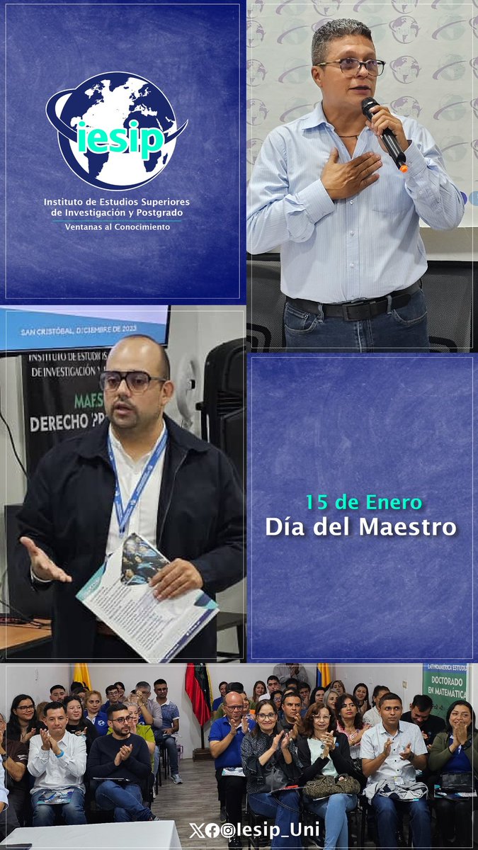 Hoy, en Venezuela, celebramos el Día del Maestro, un día especial para reconocer y honrar a todos los educadores que día a día dedican su esfuerzo y pasión en la formación de nuestras futuras generaciones. 

Desde la Gran Familia IESIP, queremos enviar un saludo lleno...(1/2)🧵🇻🇪