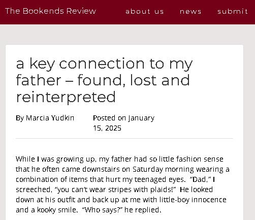 My latest personal essay, about an object connecting me with my father: thebookendsreview.com/2025/01/15/a-k…