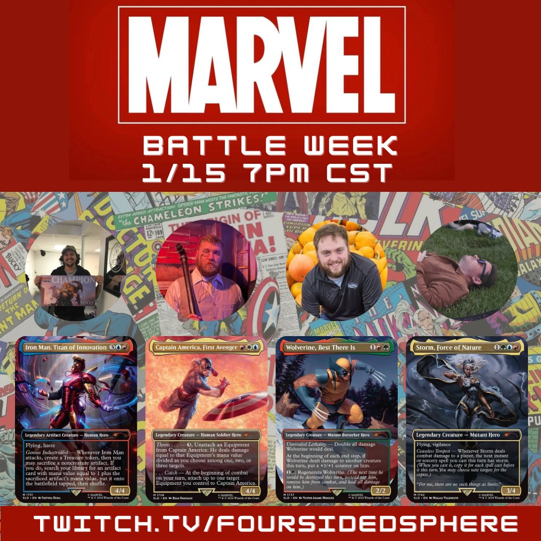 Cornithopters's tweet photo. Has Marvel rivals taken up all your free time? 

We’re live in around an hour to settle the rivalry once and for all playing secret lair themed decks 

Link below! 

@ZZHappi @mtgcolonel @matticus1629 @_Sneezle https://t.co/TRCbTeRxtY