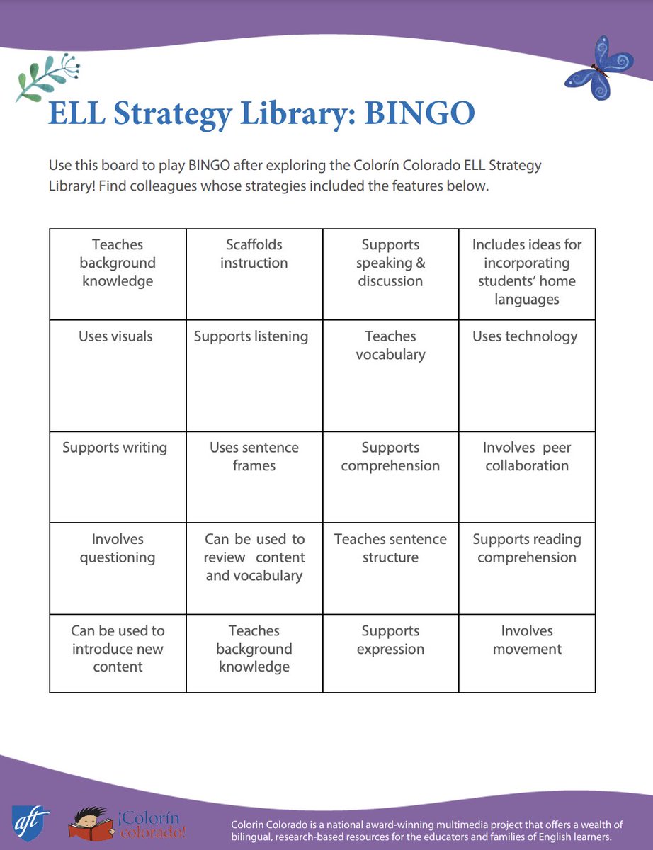 If your team is planning to discuss school-wide supports for multilingual learners, <a href="/ColorinColorado/">Colorín Colorado</a> has an activity for you.

Invite your team to take a deep dive into their ELL Strategy Library, then collaborate to spot strategies throughout the school.

colorincolorado.org/article/how-us…