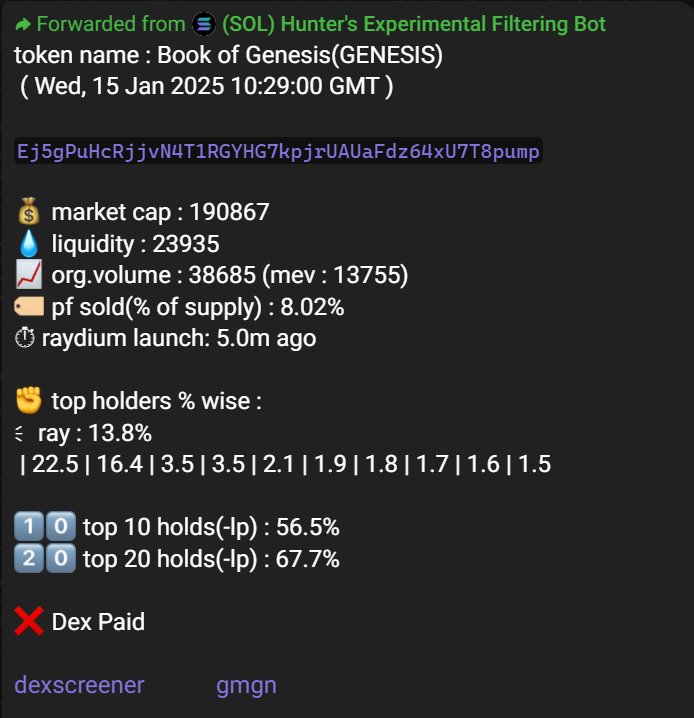thehunterbaker's tweet photo. decent day for the bot triggers
#solfunmeme $gaim #genesis โน #rawdog $pibi #cattown #modelforge #sequoai $creai #botdotfun $syrana $arch $voltus $fish $inf $mind $sus $owls $eido $pelios #topblast #kekxbt #davinci
bot updates : https://t.co/EAEvgXXsRK
not financial advice! https://t.co/aXZSGKKDPX