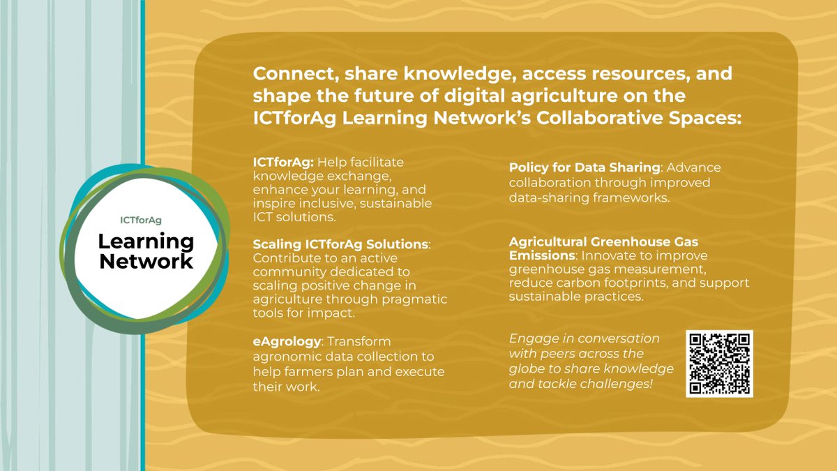 Join the ICTforAg Learning Network's Collaborative Spaces to discuss challenges and opportunities shaping the future of digital agriculture! 🌍 Let's collaborate, share, and grow together at learningnetwork.ictforag.com/collaboration. 🌱 #ICTforAg #AgTech
