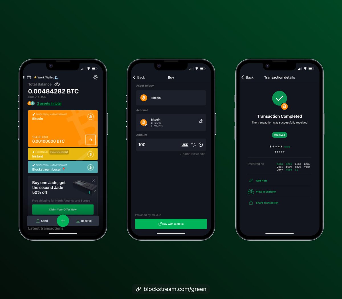 You can now buy Bitcoin directly to self-custody in @Blockstream Green. Set  up today and be ready to catch the next dip in over 200 currencies on the  way to $1M Bitcoin.