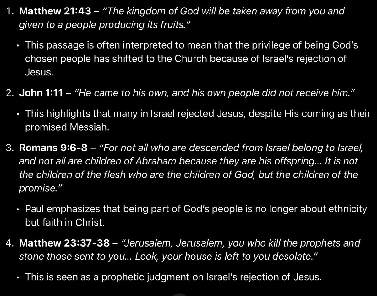 WavesFlowing's tweet photo. Matthew 21:43- The Kingdom of God will be taken away from you (Jews) &amp; given to a people producing its fruits.

 The privilege of being Gods chosen people shifted to the Church (A spiritual entity where distinctions of ethnicity no longer determine access to God) because of… https://t.co/76wiFKs4n2