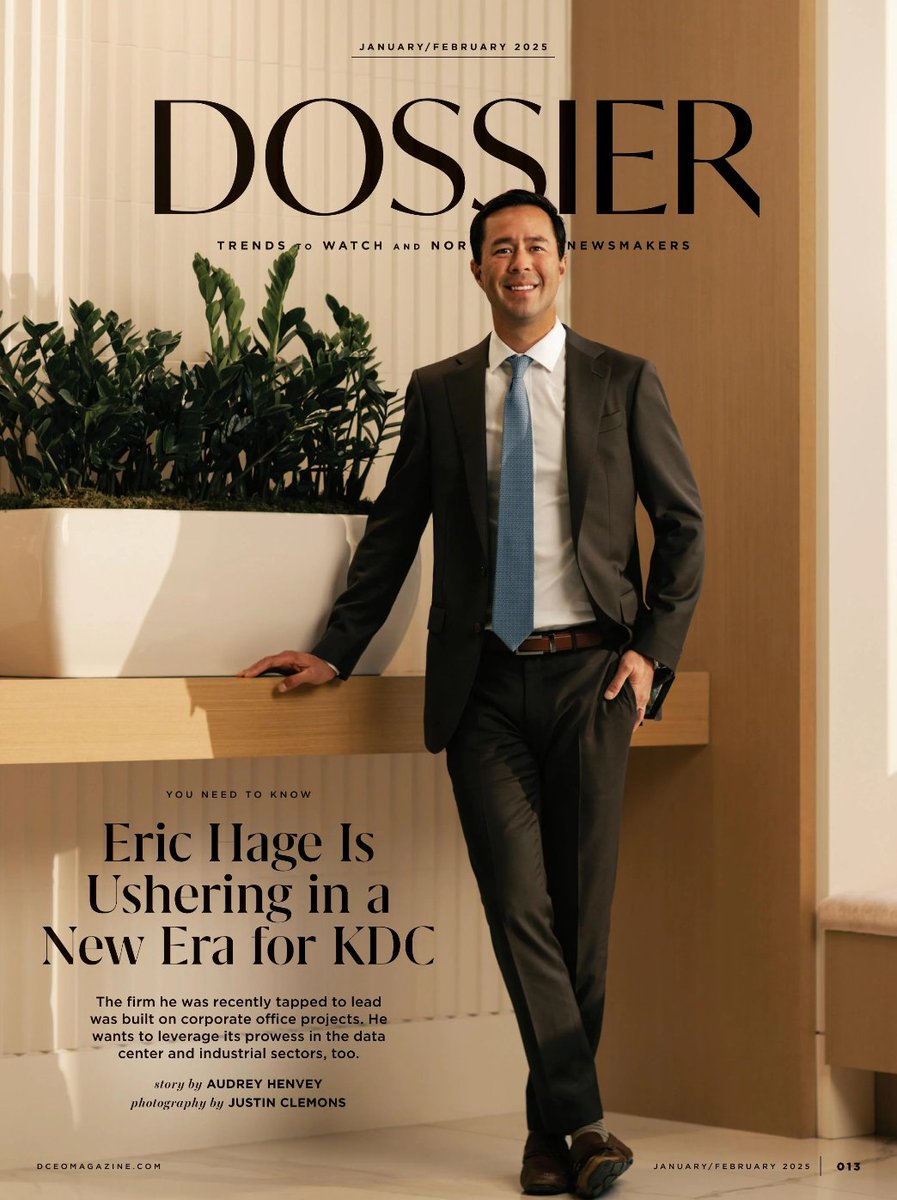 KDC_Development's tweet image. Thank you, @DCEOmagazine, for featuring our President, Eric Hage, in your January/February 2025 edition. Eric&apos;s vision for the future of real estate reflects the values and relationships that drive KDC. We&apos;re thrilled to see his story shared! Read more: bit.ly/3E8ESEk