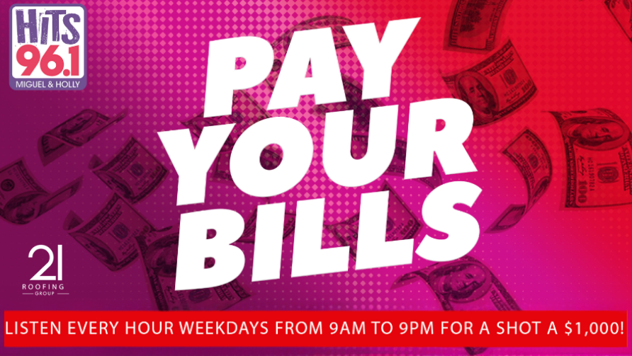 HITS961's tweet photo. We want to Pay Your Bills! Listen to HITS 96.1 every weekday for the chance to win $1,000! 

https://t.co/Ywuv7MMfkS

Thanks to our sponsors at 21 Roofing! 
#21roof #RoofingDoneRight #CashContest https://t.co/DUwxydhJUf