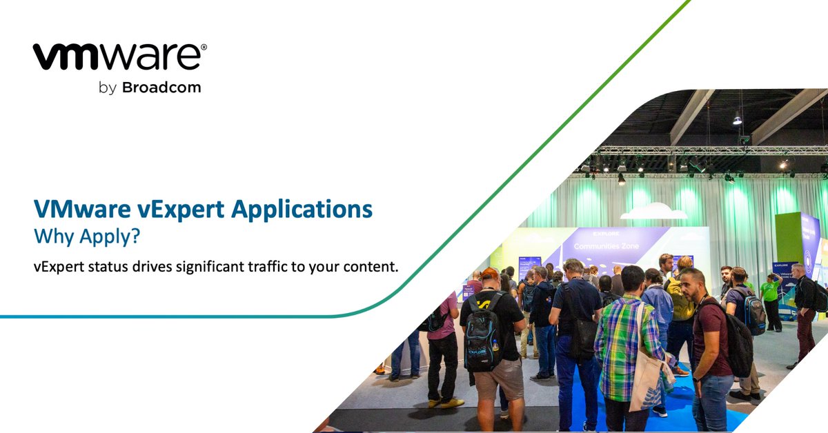 #vExpert status can drive significant traffic to your content, via: 
✔️<a href="/vExpert/">VMware vExpert</a> <a href="/VMwareExplore/">VMware Explore</a> &amp; <a href="/VMwareCommunity/">VMware Community Activities</a> X, LI accounts
✔️The VMware Blog RSS Feed
✔️Broadcom's Social Media Advocacy
✔️Promotion from other vExperts
Apps EXTENDED 'til 1/24:  ➡️ brcm.tech/3ZTjaf9