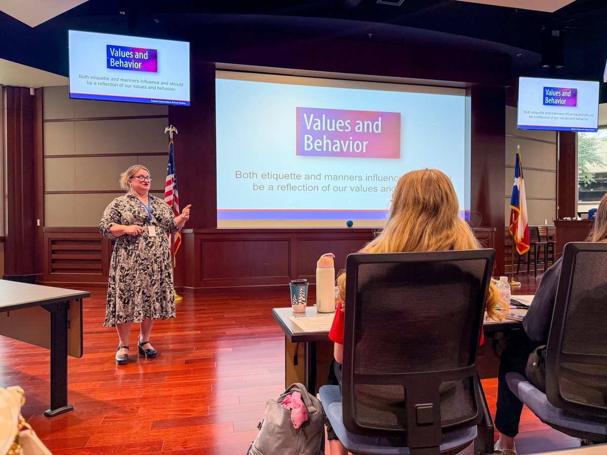 Our emerging leaders are in San Antonio today at the RBFCU Headquarters where they are presenting to other CISD schools and RBFCU employees, taking an etiquette class, practicing that etiquette at a 3 course luncheon, and wrapped up by getting a tour of the RBFCU campus!