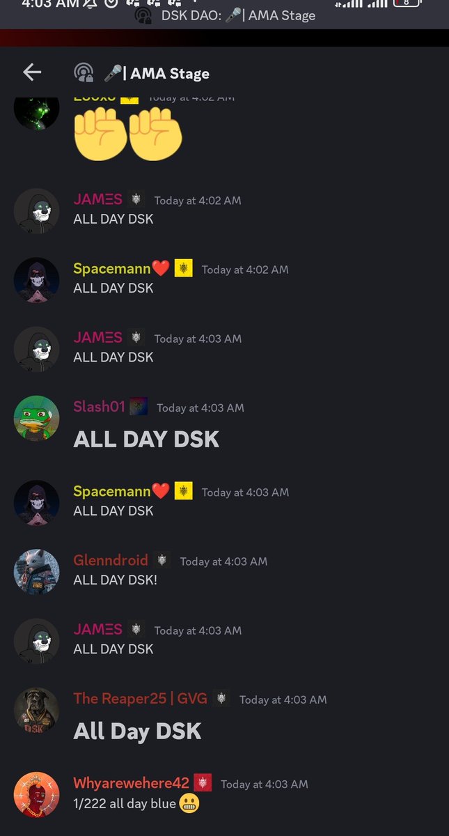 ALL DAY <a href="/_DSKDAO_/">DSK (FREE mint)</a> !!! Wild AMA!

Dont fade <a href="/LongedEth/">BluΞ 😈🛠</a>