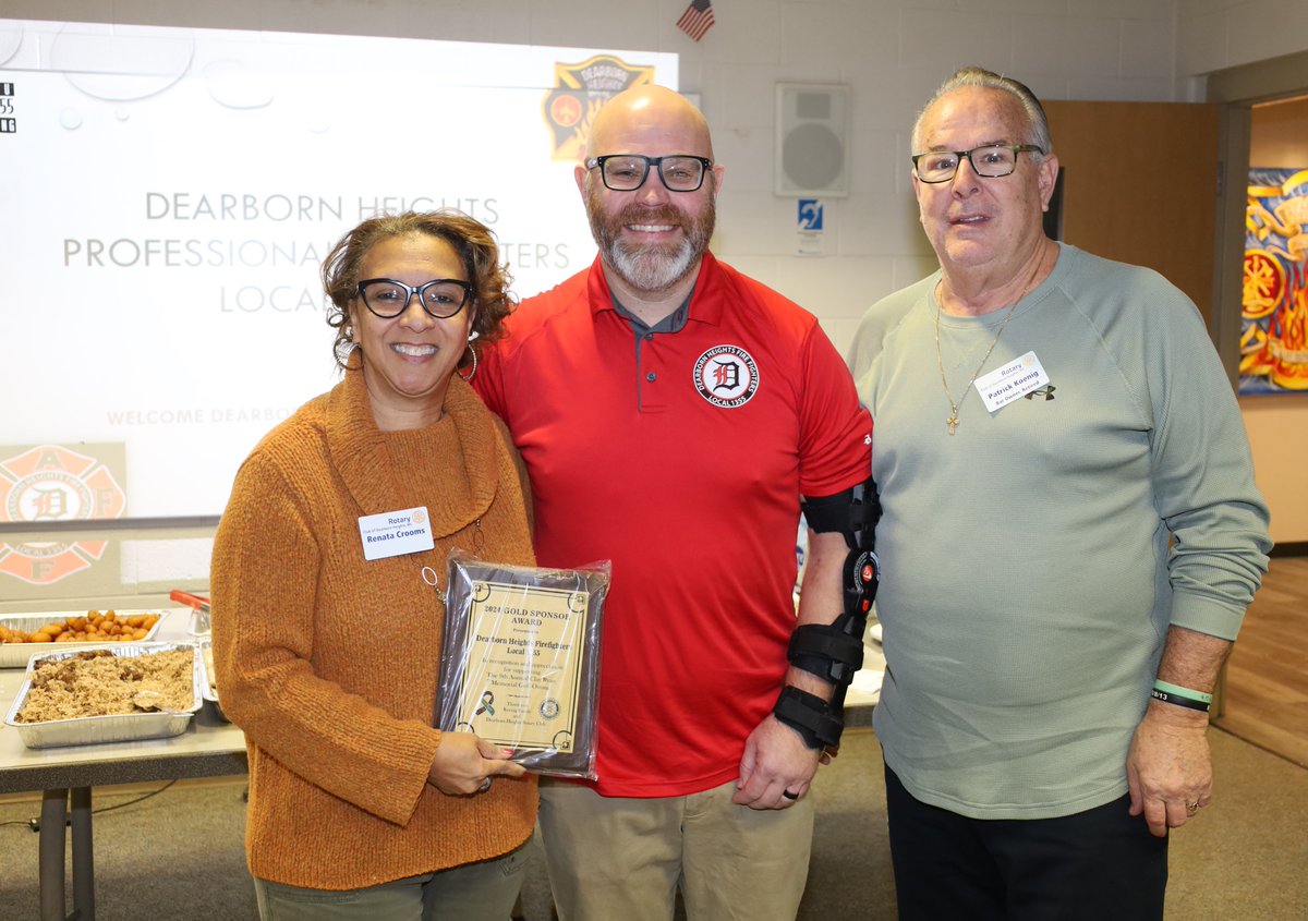 We visited <a href="/iaff1355/">Dearborn Heights Firefighters</a> for Week #2 of "Rotary on the Road."  President Renata and Club Director Patrick presented BC Phil Hall with a plaque thanking the Department for their support of our golf outing last fall.  We enjoyed a delicious lunch and our time at DHFD HQ.  <a href="/MPFFU/">MPFFU</a>