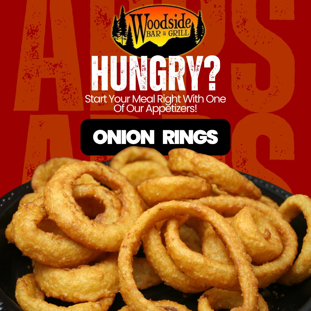 Crispy, golden, and totally irresistible! Our onion rings are the perfect start to any meal 🧅✨ #WoodsideBarAndGrill #OnionRingLove #CrispyPerfection #AppetizerGoals