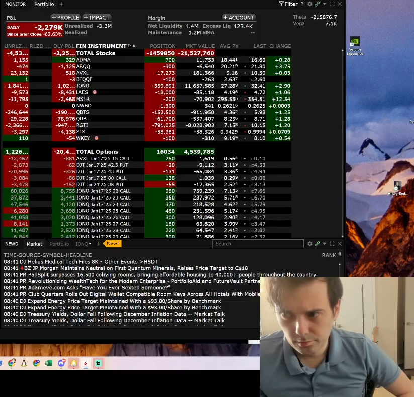 leveragedbets's tweet photo. Martin Shkreli is down over $2.3 million today on quantum shorts. He would be down over $5 million if he wasn't hedged. 

On equities, he's down over $3.2 million on $RGTI 
$QUBT $IONQ https://t.co/kCitH2KwHI