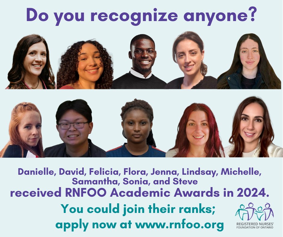 Meet some of the recent nurses and nursing students who have received financial support from RNFOO in 2024.  Applications for the 2025 awards are being accepted now . Deadline for submitting is Monday, January 27, 2025.  rnfoo.org/academic-award…