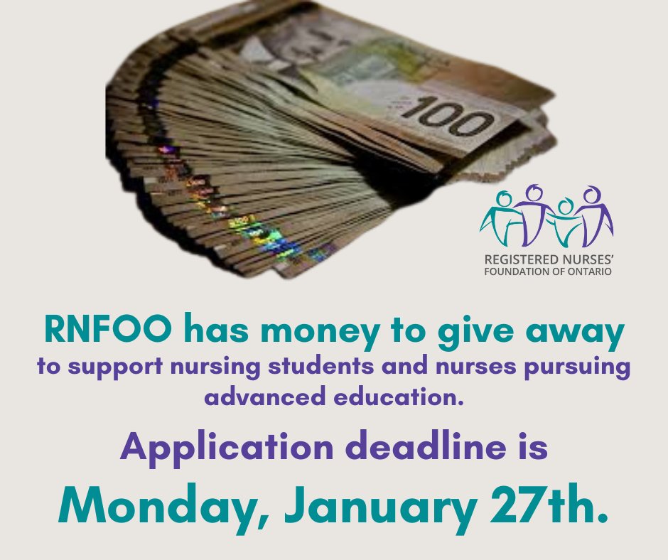 Nurses enrolled in advanced education and students preparing to enter nursing can apply for RNFOO Academic Scholarships.  But you need to act quickly!  rnfoo.org/academic-award…
