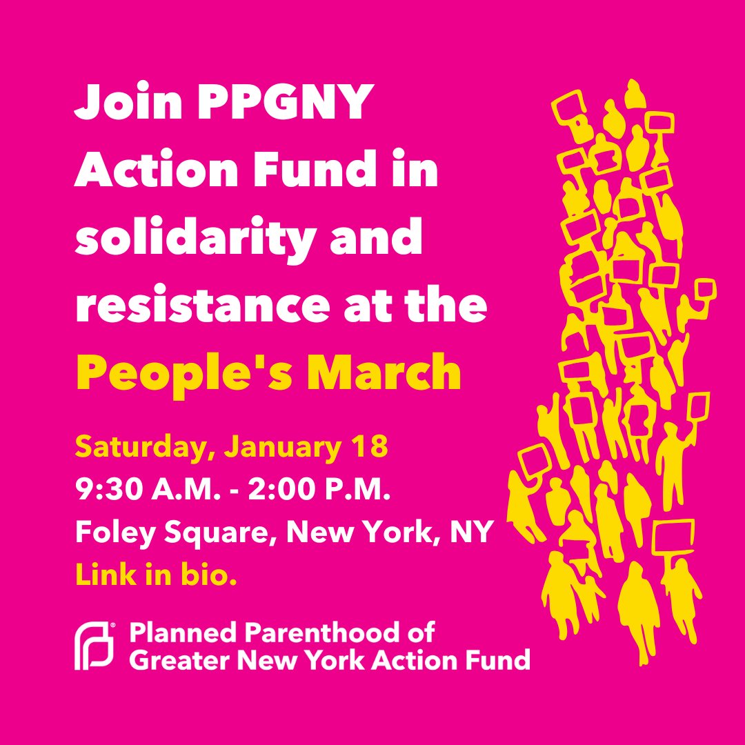 This weekend! Join us in solidarity and resistance at the NYC People's March on Saturday, January 18th at Foley Square, meeting at 9:30 AM! bit.ly/3Ca4EaM