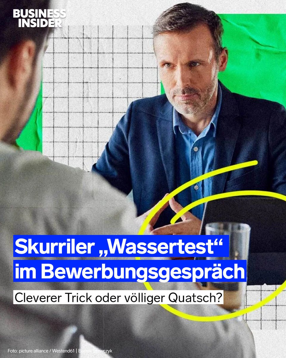 Laut einem Artikel von „20 Minuten“ kann ein Schluck Wasser im Vorstellungsgespräch entscheidend sein.

Was sich dahinter versteckt, lest ihr hier: businessinsider.de/karriere/skurr…