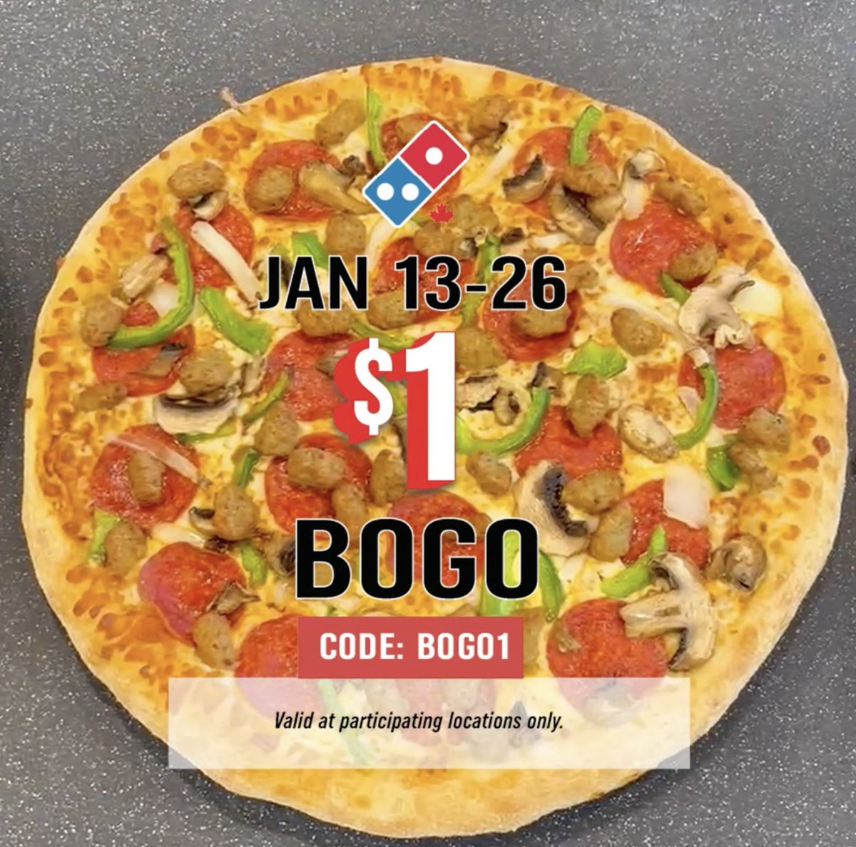 NorthlyHamilton's tweet photo. SWIPE: It's back! Domino's is offering their 'Buy One Get One Pizza for $1' until the 26th! https://t.co/rQK7Uq326Q
