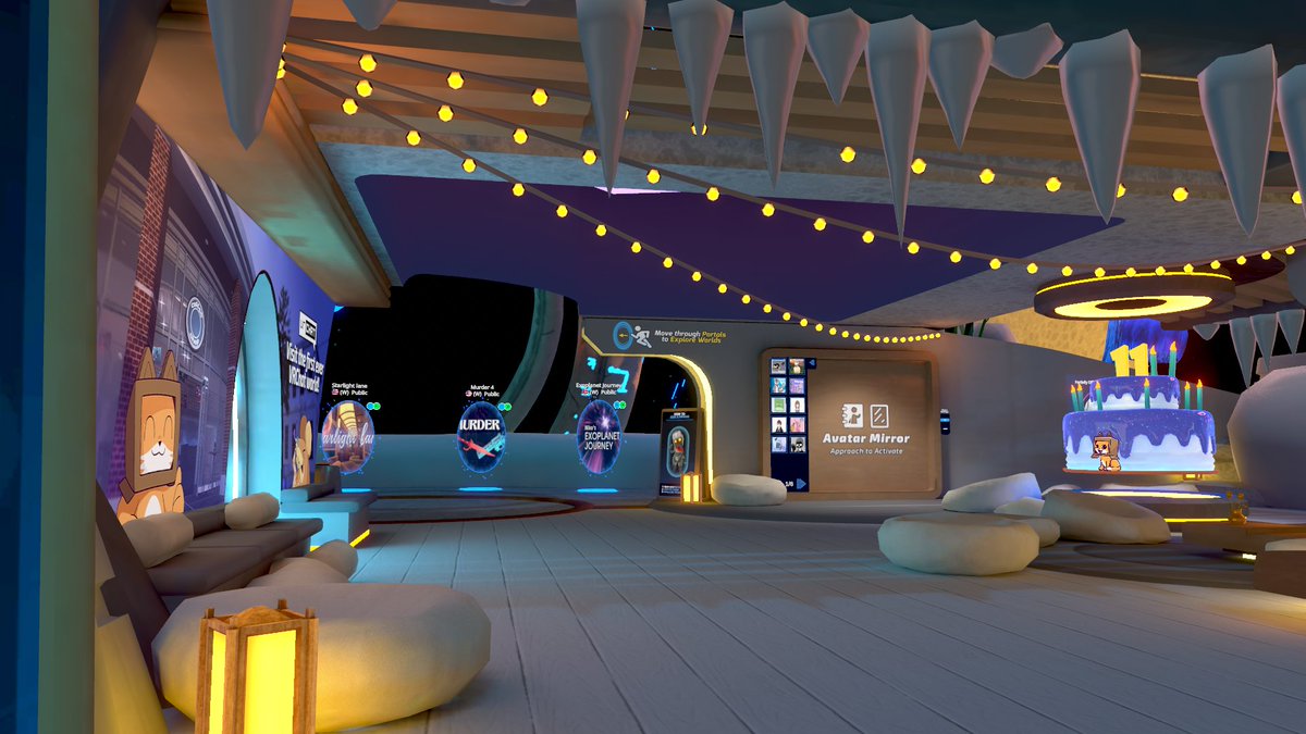 It's VRChat's 11th birthday! Check out the VRChat Home World...

Share a photo with the cake with #VRC11 !