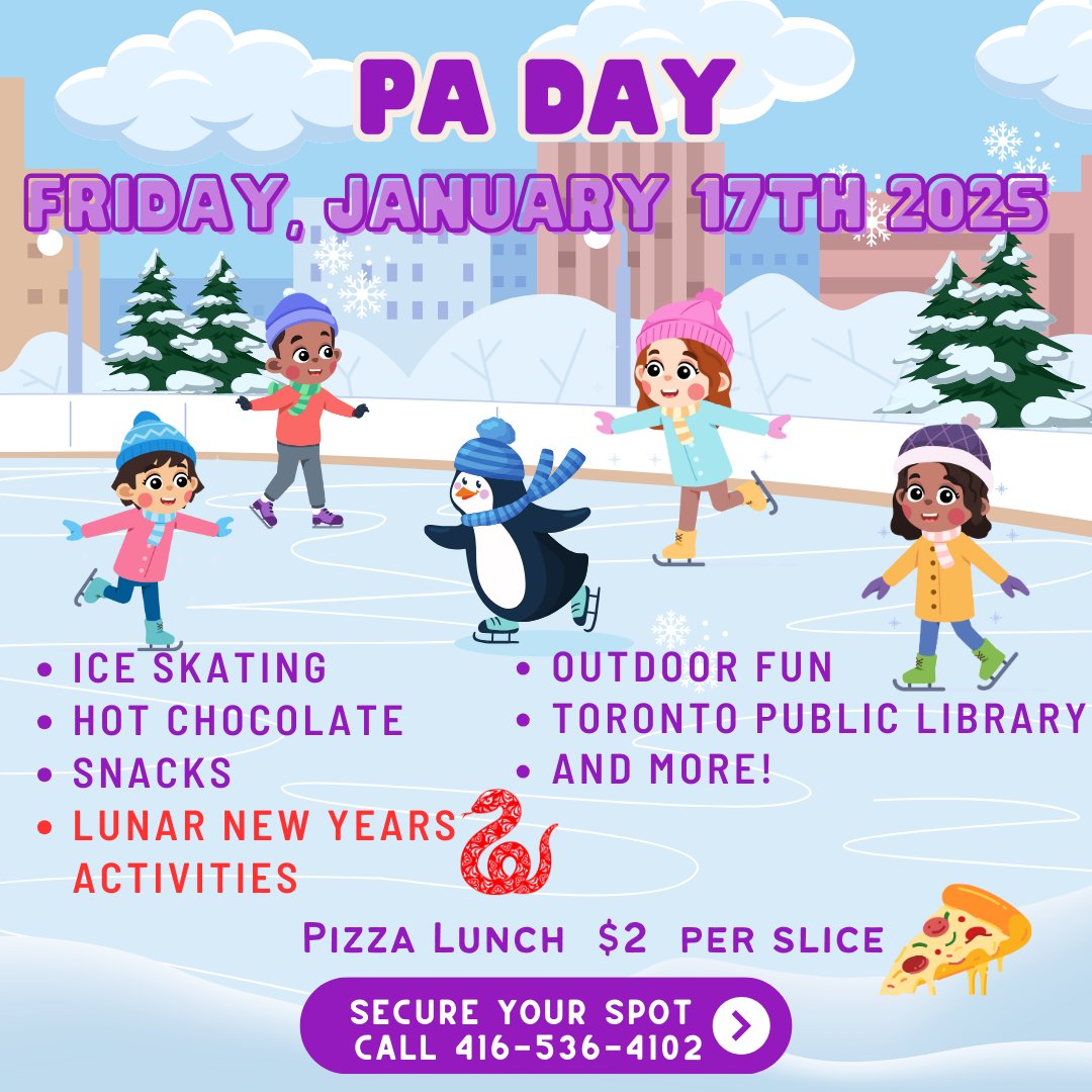 ❄️Looking for winter fun this PA Day? Sign up for a day of winter activities and Lunar New Year celebrations this Friday! ❄️