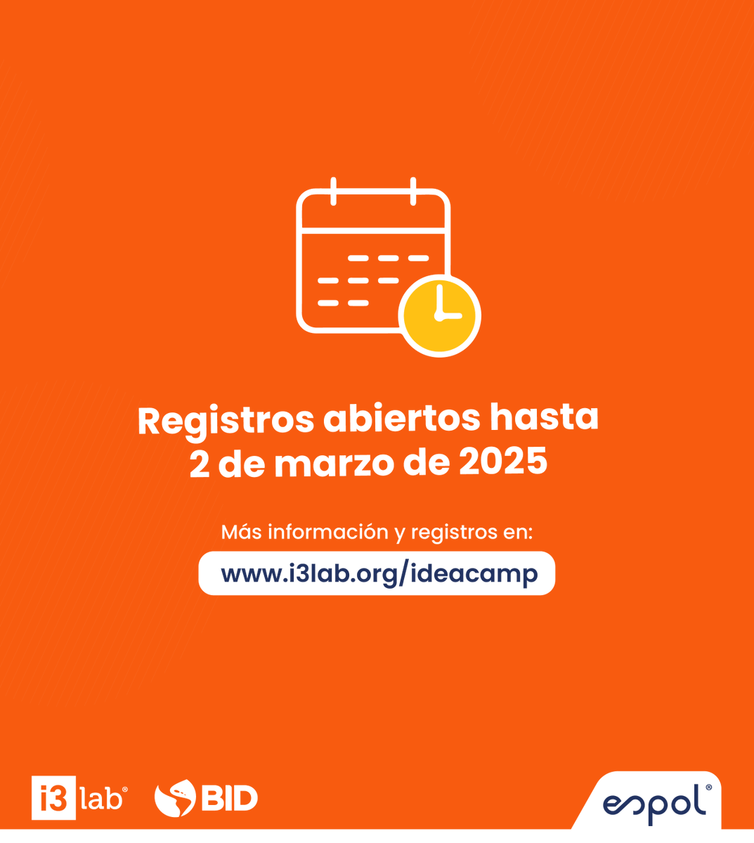 i3labespol's tweet photo. ¡Haz realidad tu idea de negocio con #IdeaCamp!💡
Participa en nuestro programa de incubación y accede a mentorías, talleres y un fondo cofinanciado para desarrollar el prototipo de tu idea de emprendimiento.
🔗 Más información y registros en: https://t.co/OqqwzlXClo https://t.co/2mcSxtmHDa
