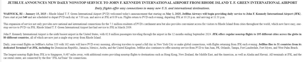 Let’s just say my neighbor Joanna told me they had something up their sleeve at Jet Blue! 

PVD to JFK Direct!

We are putting AMTRAK on NOTICE! #Trust