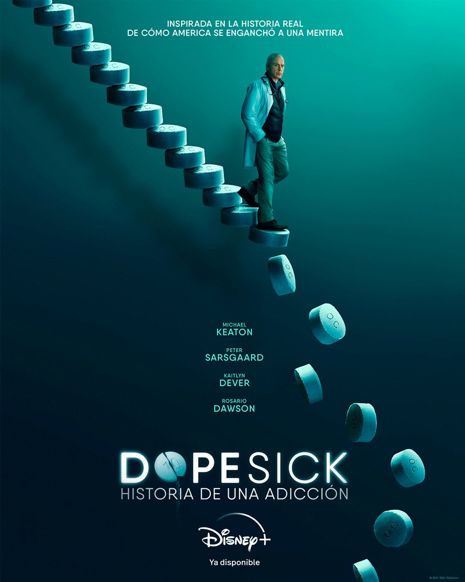DOPESICK es una de las mejores miniseries de la última decada. Un sensacional Michael Keaton luchando contra la adicción a los opioides que se libra en Estados Unidos en un relato cruel, demoledor y triste que no te puedes sacar de la cabeza. La tenéis en Disney+.