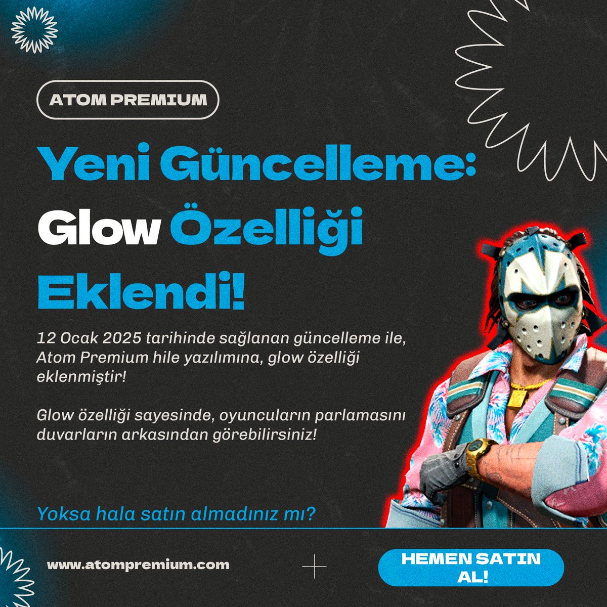 😍 Atom Premium CS2 kullanıcılarına müjde! 12 Ocak 2025 güncellemesiyle "glow" özelliği eklendi. Bu yenilik, oyun deneyiminizi geliştirip stratejinizi güçlendirerek rakiplerinize üstünlük sağlamanızı destekleyecek. Atom Premium CS2 ile oyun dünyasında parlamaya hazır mısınız?