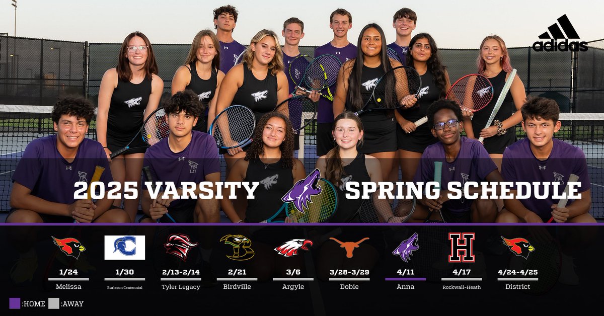 🎾🐾 Anna HS Varsity Tennis: Spring Season is Here! 🐾🎾
The Coyotes are ready to dominate the courts this spring! 🌟💚
📢 Follow us for match updates, results, and highlights. Let’s go, Coyotes! 💪
#AnnaTennis #GoCoyotes #SpringSeason2025