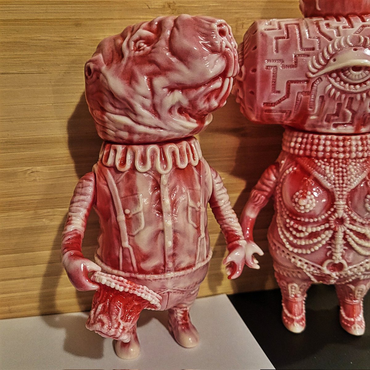 thetoychef's tweet photo. Absolutely beautiful mailcall from @moucoyama 
#moucoyama #sofubi #softvinyl #sofubitoys #surrealism #sofvi #kaiju #marbledmeat https://t.co/xmG95lk3mq