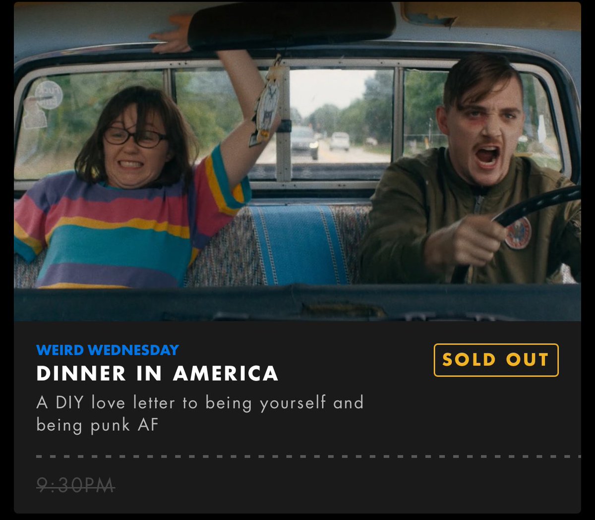 TracedThurman's tweet image. My first fully sold out #WeirdWednesday belongs to tonight’s screening of #DinnerInAmerica. There’s not an open seat in the house!