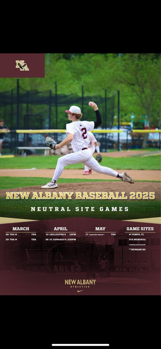 New Albany Varsity Baseball 2025 Schedule