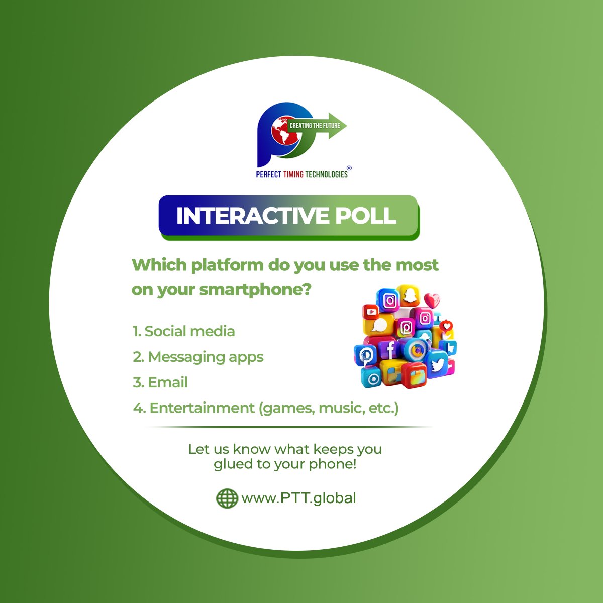 pttglobal's tweet image. What’s your take? Join the conversation with our interactive poll and share your thoughts on today’s tech topic! Your input helps shape the future of technology at Perfect Timing Technologies.

#PerfectTimingTechnologies #InteractivePoll #TechDiscussion #Innovation #TechSolutions