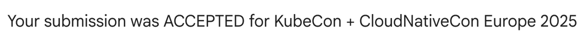 aurelievache's tweet photo. "Your submission was ACCEPTED for KubeCon + CloudNativeCon Europe 2025"
😱 😱 

We extremely happy with @srinerine because we will present our new talk "The Ultimate Container Challenge: An Interactive Trivia Game on OCI, Podman, Docker..." at KubeCon London! ❤️ https://t.co/9IOkdBsy0A