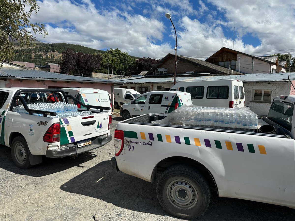 El municipio de Esquel envía agua, alimentos y colchones a la zona afectada por el incendio en Epuyen